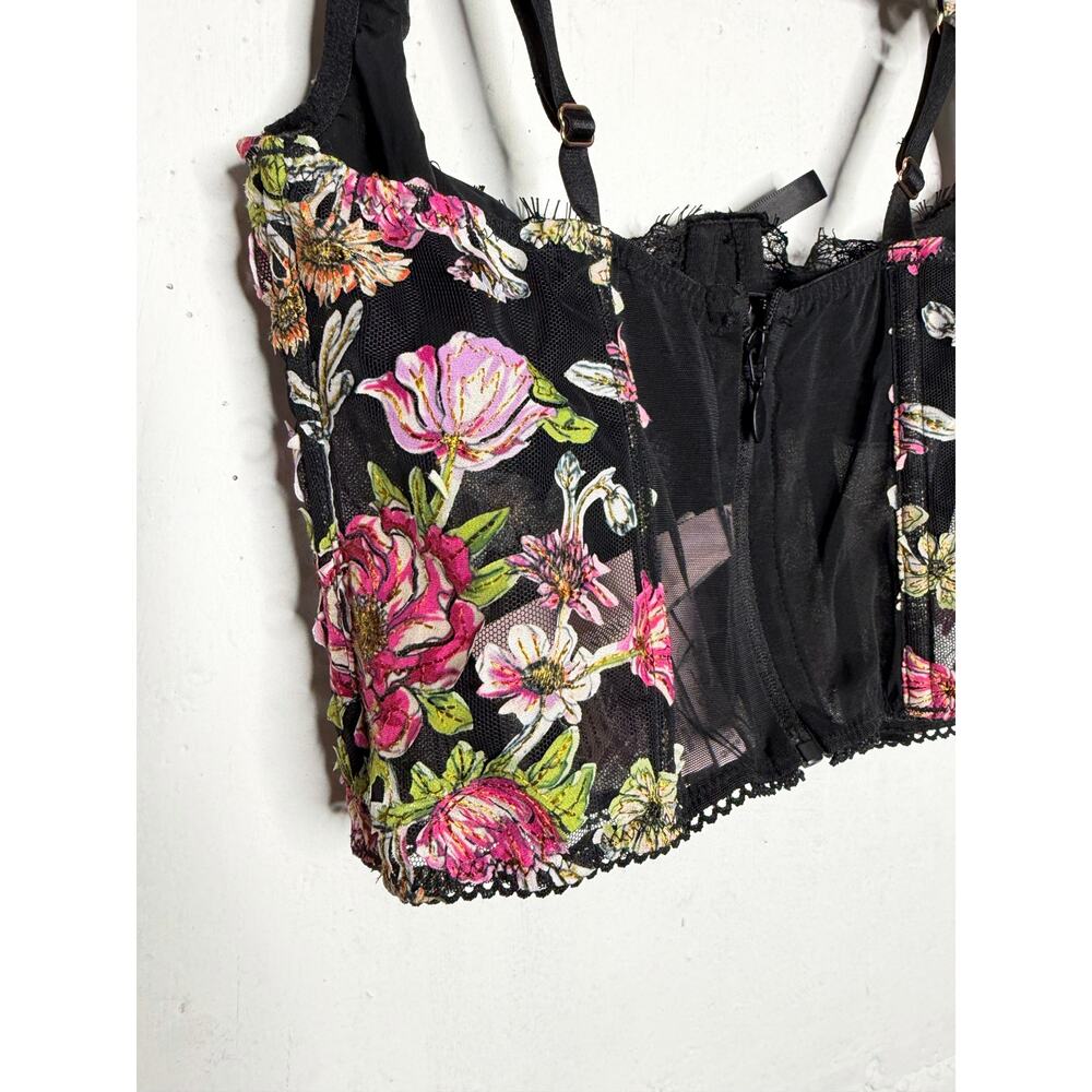 NEW VICTORIA'S SECRET DREAM ANGELS BLACK FLORAL BRA TOP BUSTIER CORSET SZ 32B - Picture 9 of 10